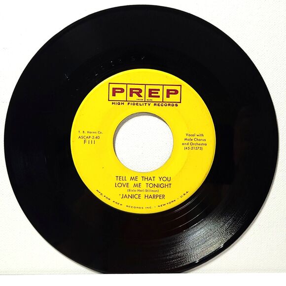 Janice Harper Tell Me That You Love Me Tonight / Bon Voyage 45 RPM Prep EX Pop - Picture 2 of 4